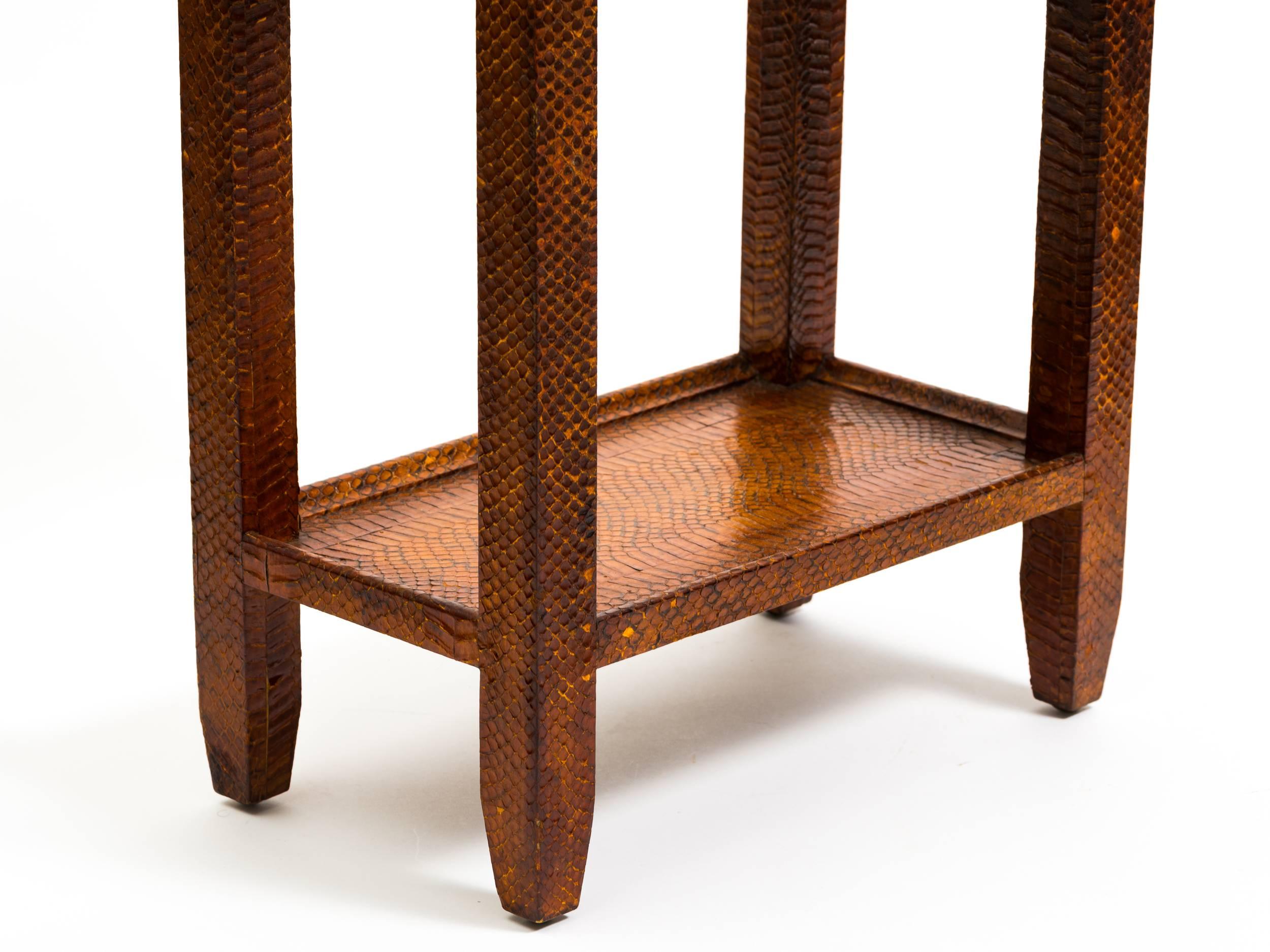 Snakeskin Covered Side Table In Good Condition In Montreal, QC