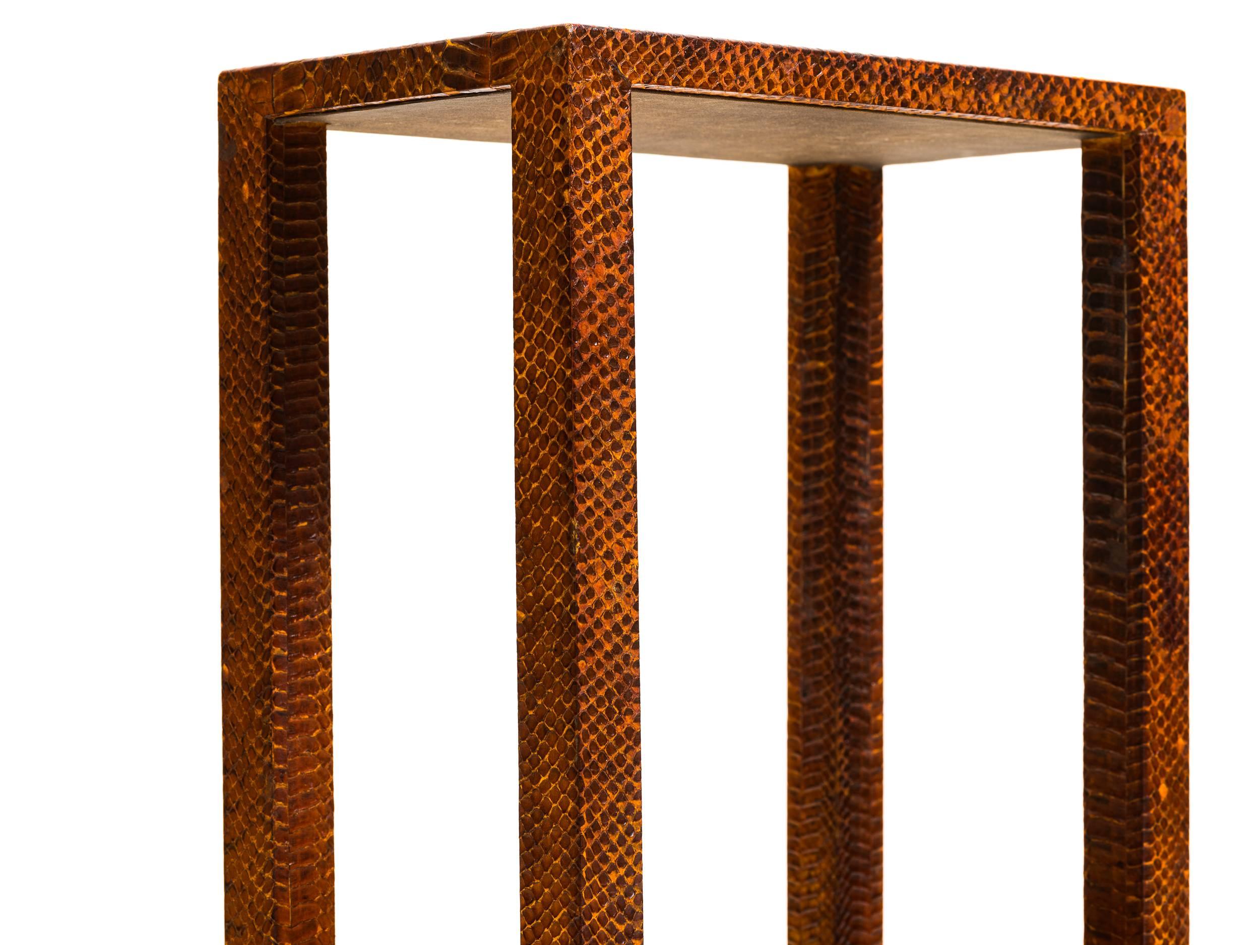 Late 20th Century Snakeskin Covered Side Table