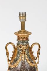 Pair of Empire Style Gilt Bronze and Levanto Marble Lamps