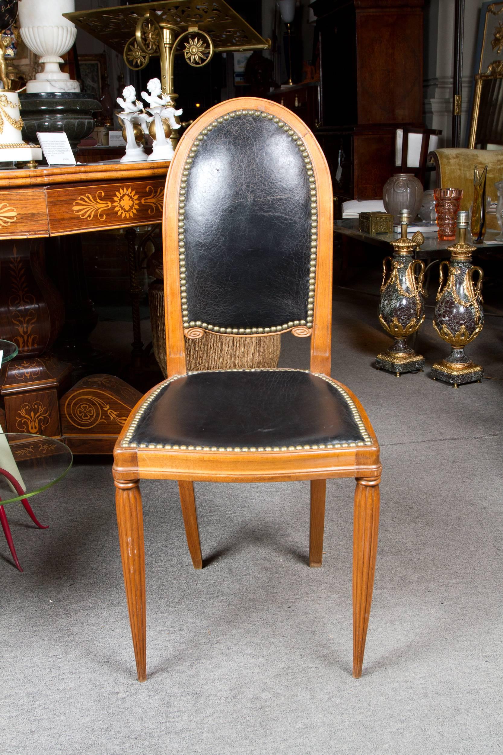 Art Deco Elegant Pair of Side Chairs in the Style of Paul Follot