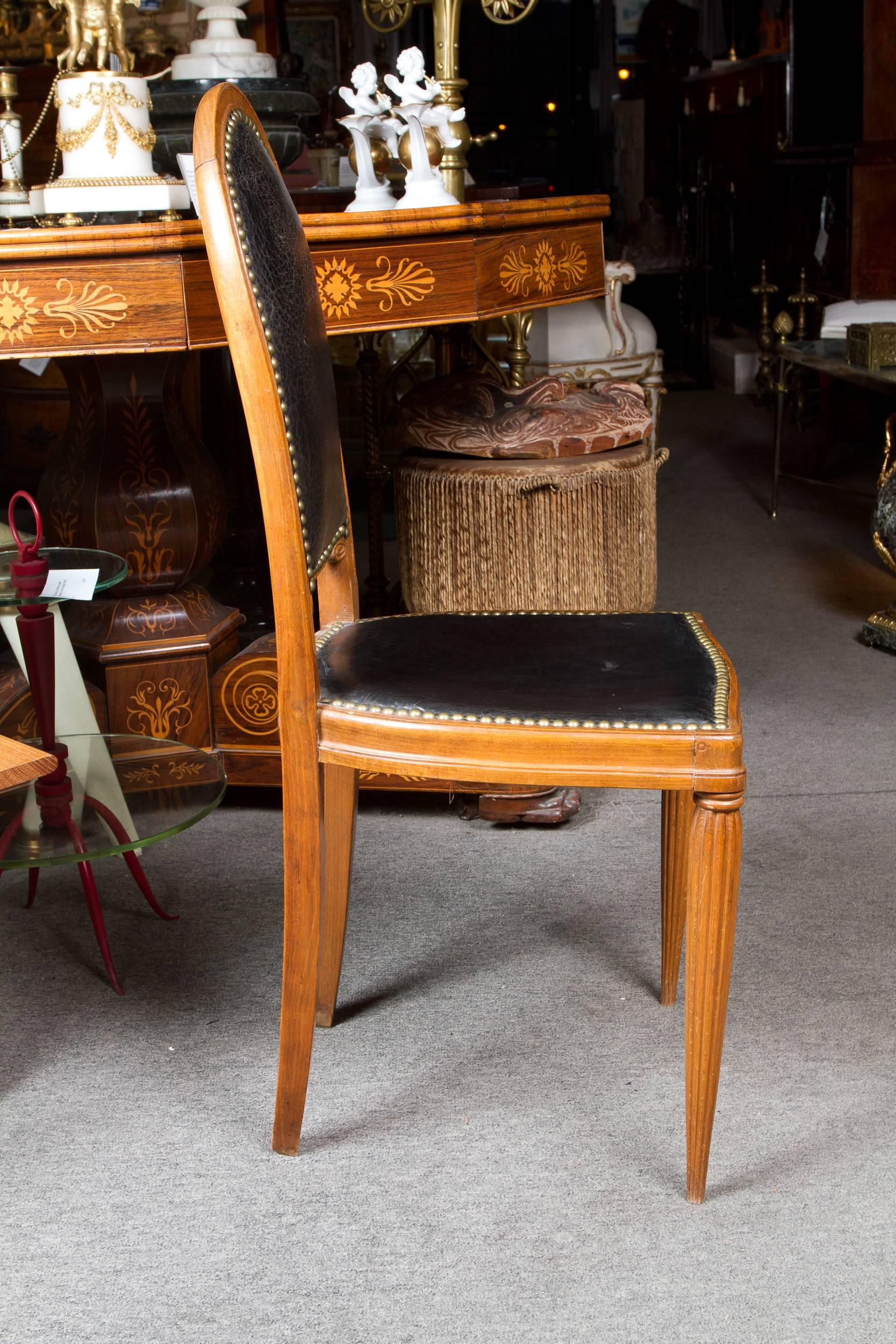 French Elegant Pair of Side Chairs in the Style of Paul Follot