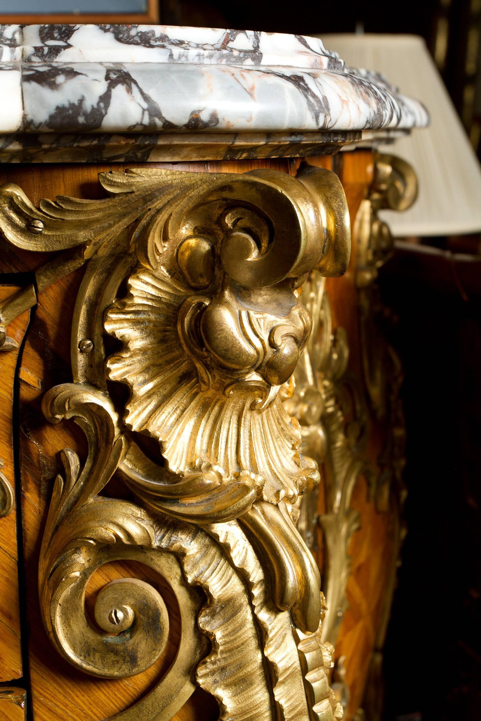 Important Abundantly Decorated Gilt Bronze Mounted Louis XV Style Commode 1
