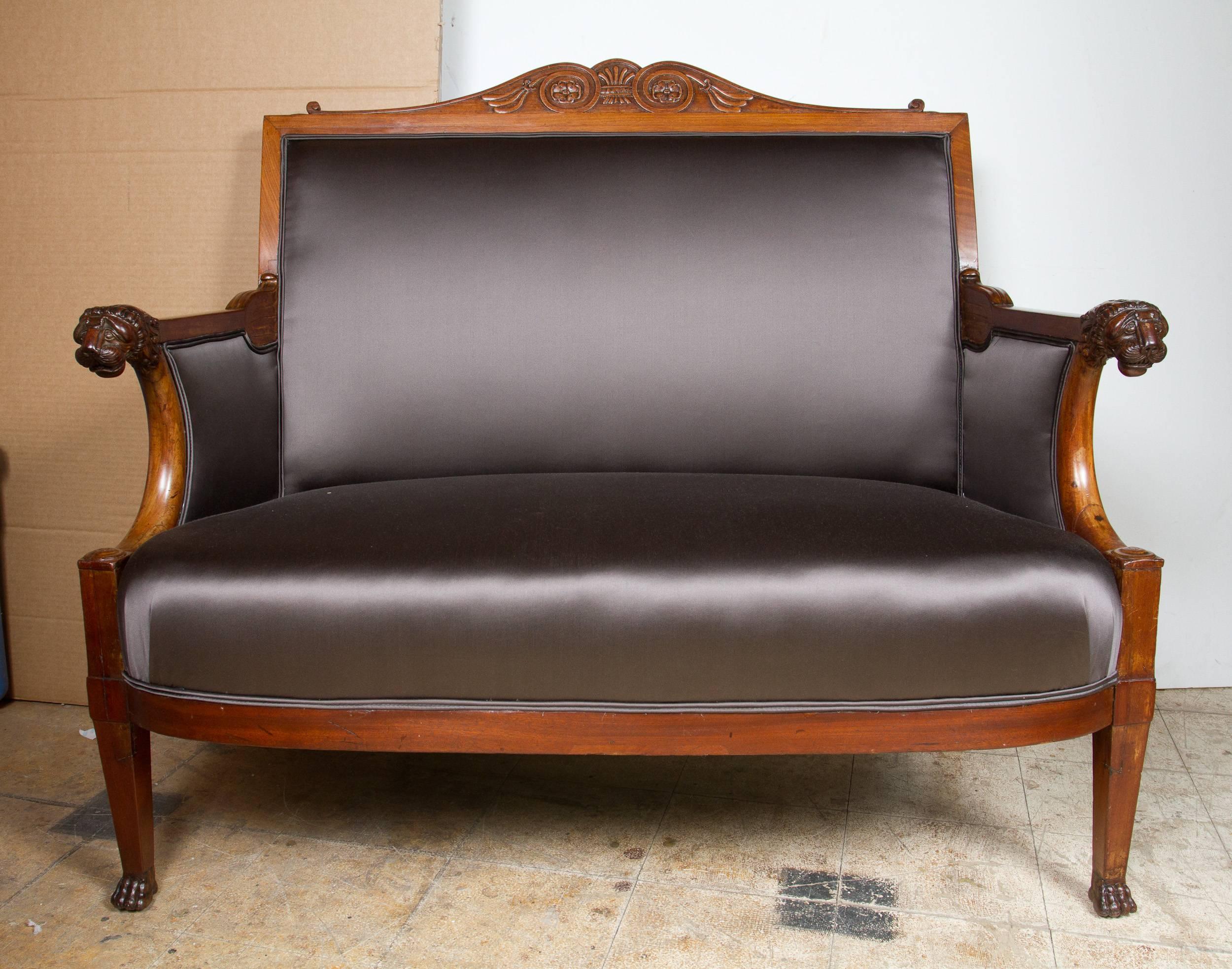 Mahogany Empire Period Settee at 1stDibs