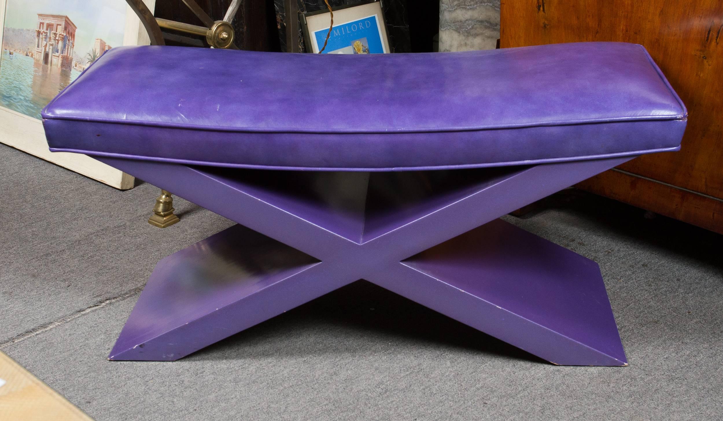 American Modernist Purple Leather Bench
