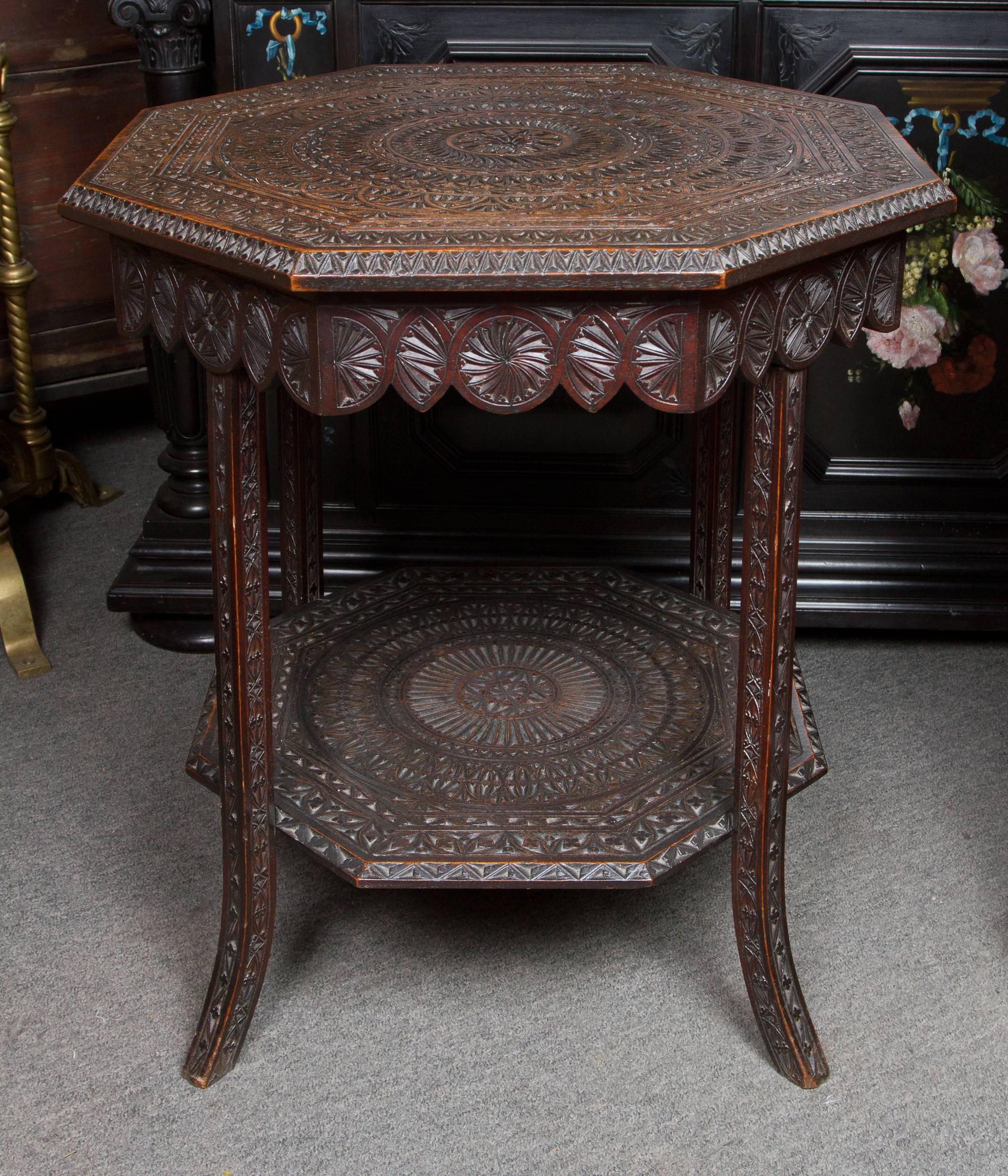 carved wooden table