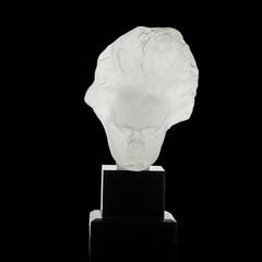 Seltene Beethoven-Büsten-Tischlampe aus Milchglas von Lucien Lafaye für Perzel, selten