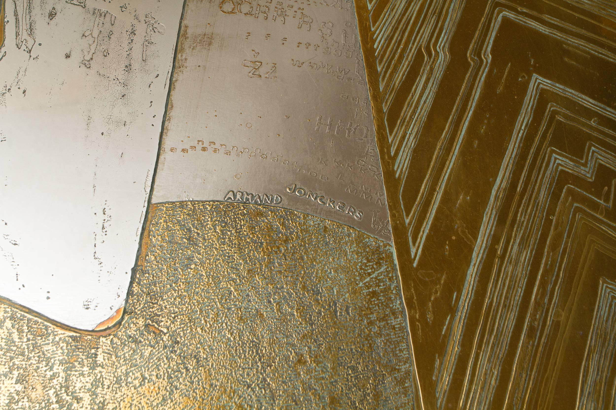 Brutalist Stunning Acid Etched Brass Coffee Table 