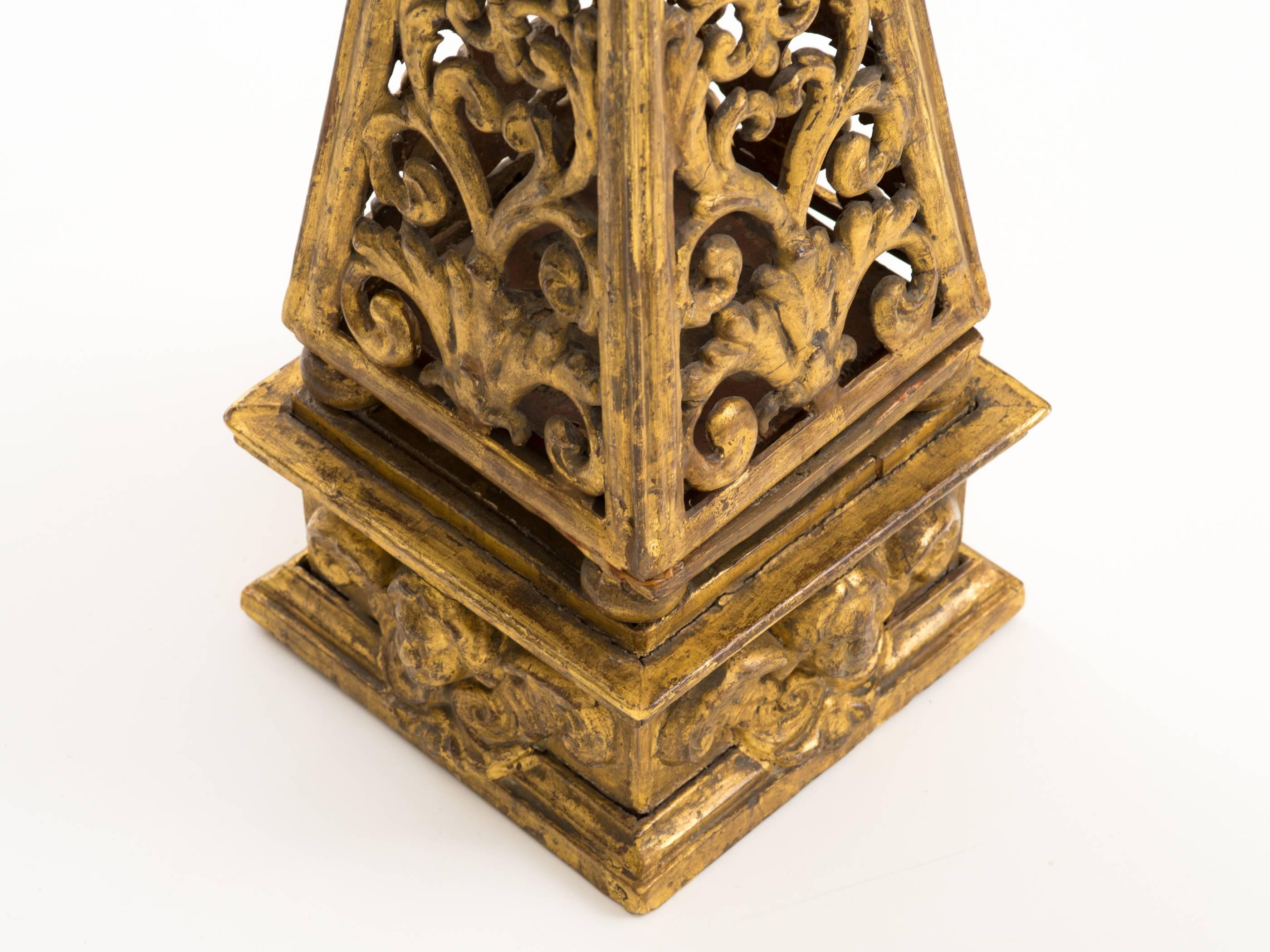 Giltwood Gilt-wood Obelisk For Sale