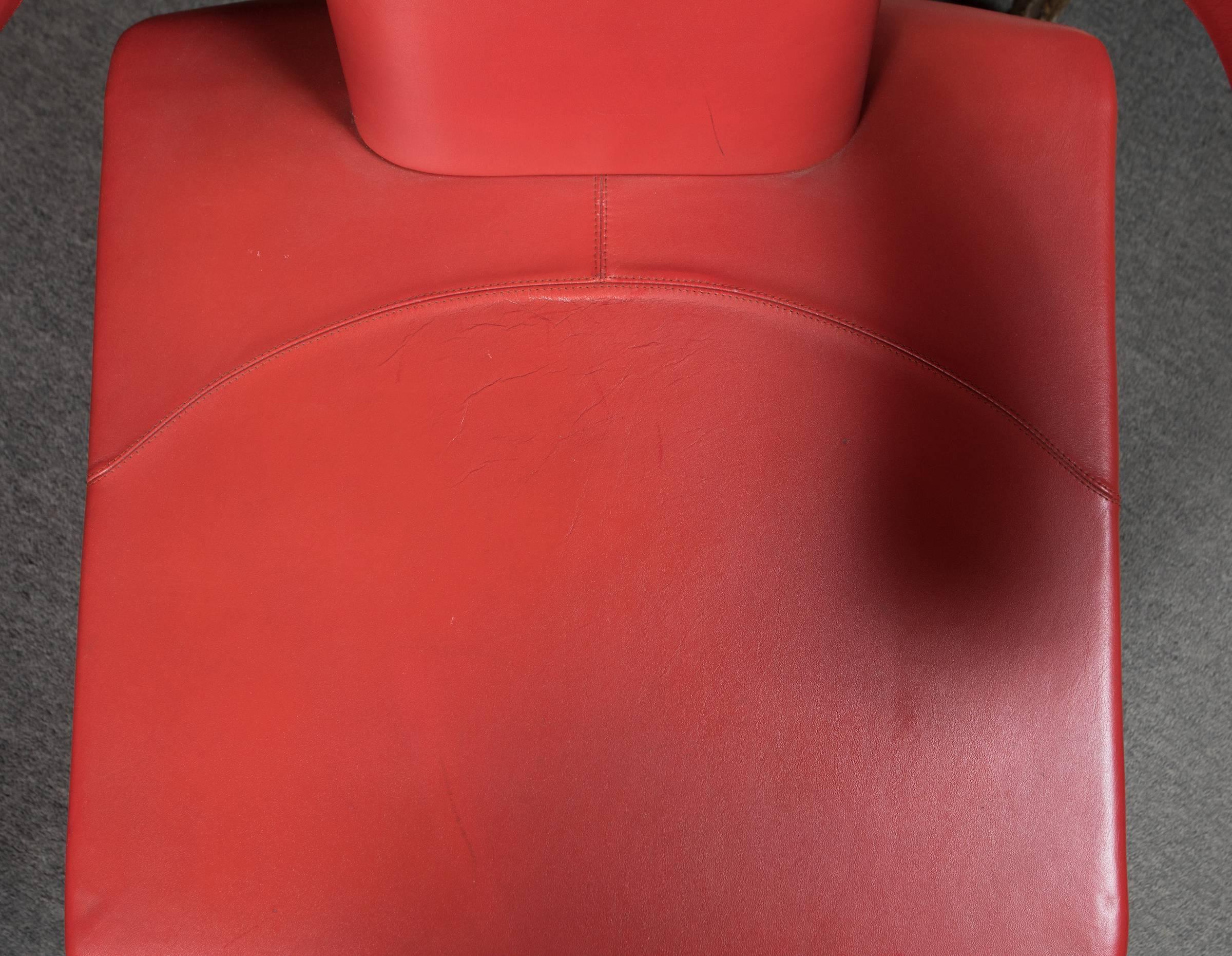 Late 20th Century Unusual Modernist  Red Leather 