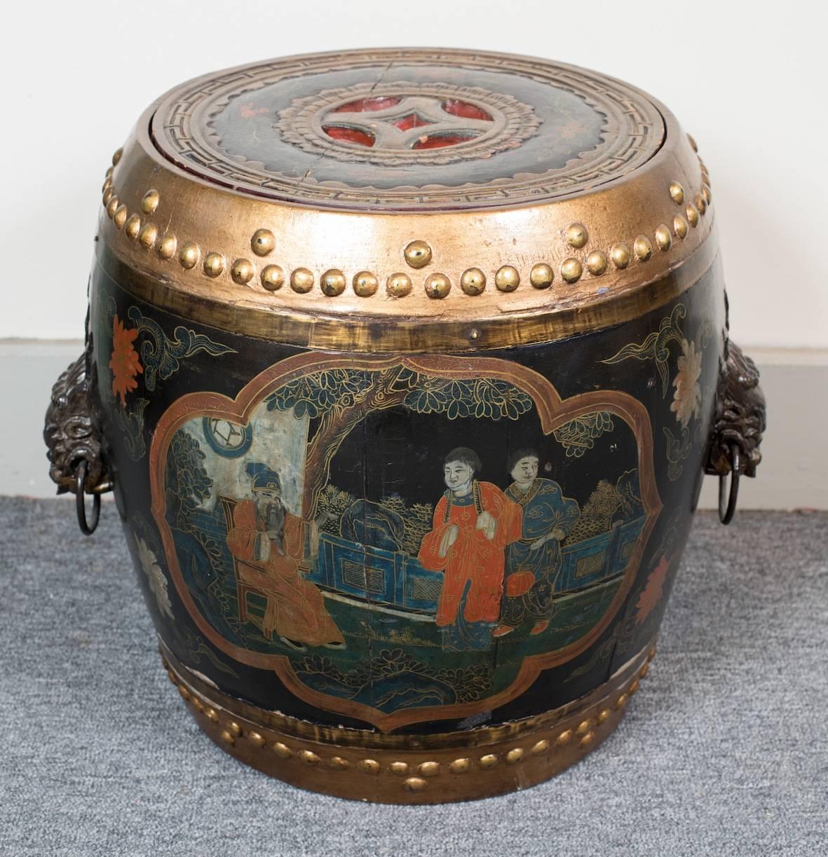 Mid-20th Century Pair of Painted Wood Asian Style Side Tables For Sale