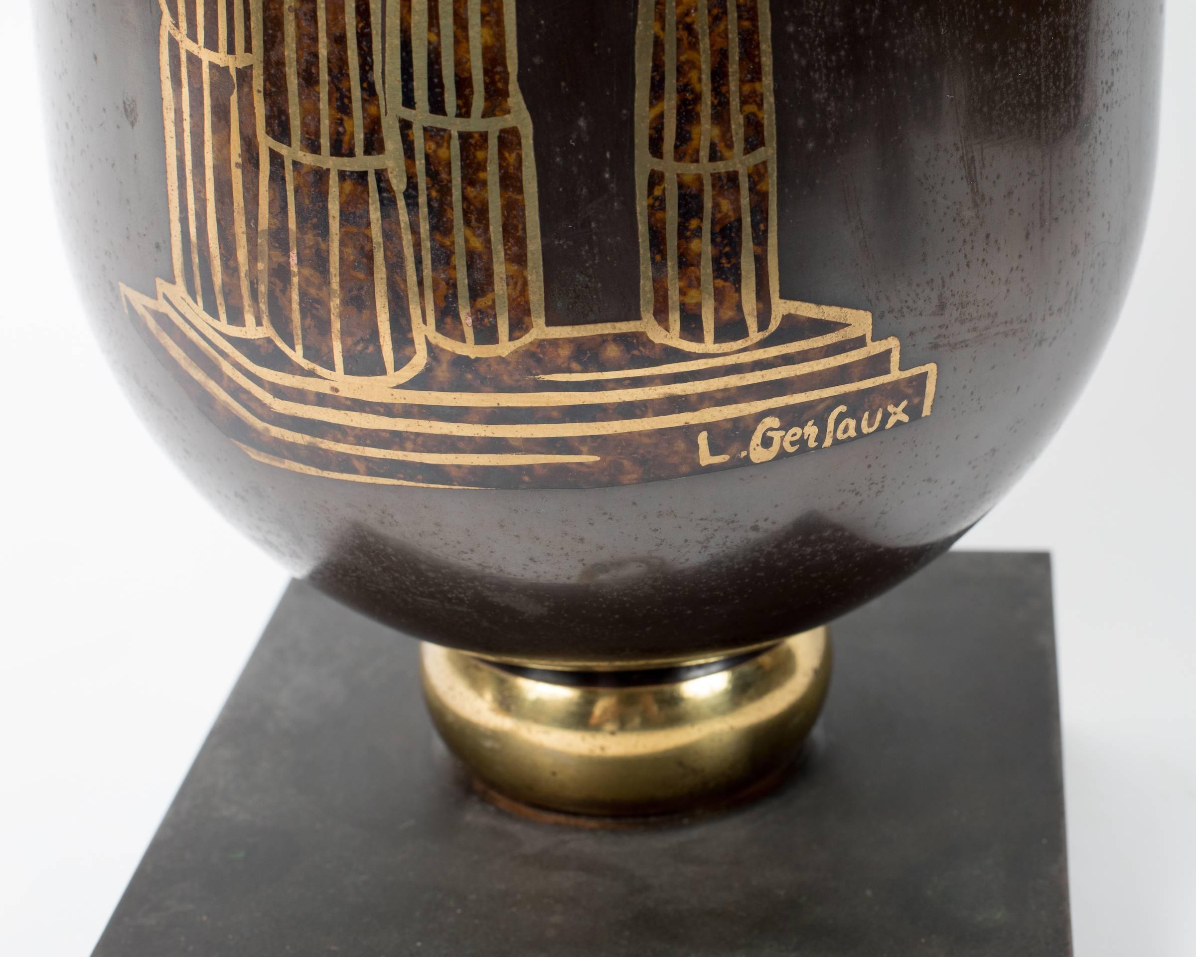 Art Deco Period “Dinanderie” Torchère Lamp by Lucien Gerfaux 2