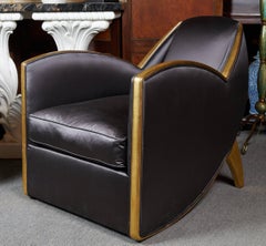 Fine And Stylish Pair of  Art Deco  Gilt Wood Chairs by Decoration  Levitan.