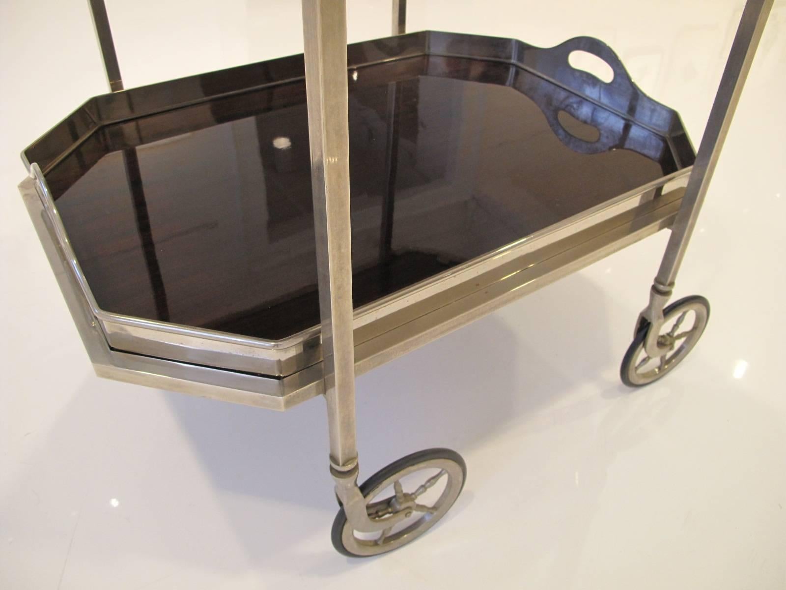 Late 20th Century Elegant Nickel-Plated Bar Cart