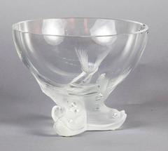 Lalique Crystal Centrepiece Bowl on Dolphin Base