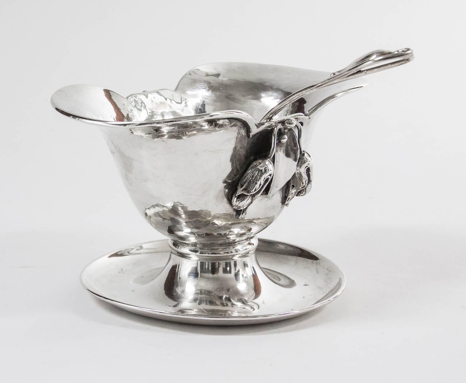 Mid-20th Century Carl Poul Petersen Sterling Silver Gravy Bowl and Matching Ladle, circa 1960s