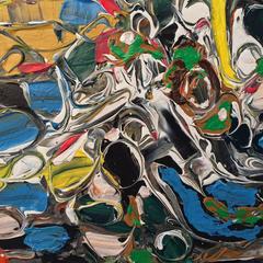Abstract Acrylic on Canvas Painting titled Crowds at Longchamp Andrew Plum