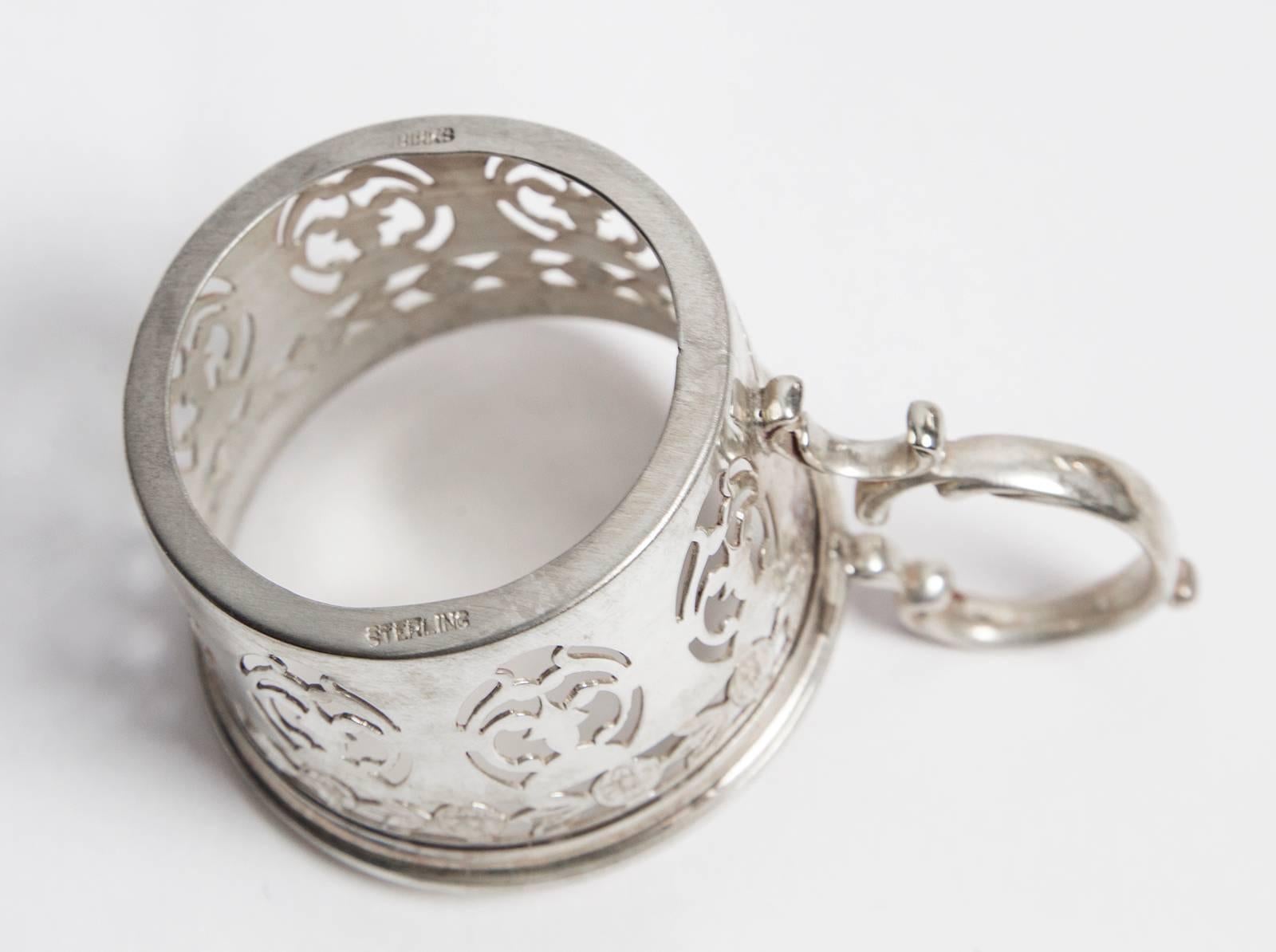 Porcelain Aynsley China Demitasse Set with Silver Holders in Original Presentation Case