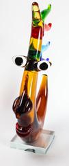 Exceptionnelle sculpture en verre d'art abstrait multi-faces Sommerso de style Picasso