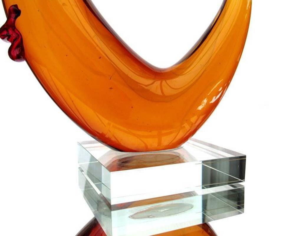 Mid-Century Modern Exceptional Multi Sommerso Picasso Style Abstract Face Art Glass Sculpture For Sale