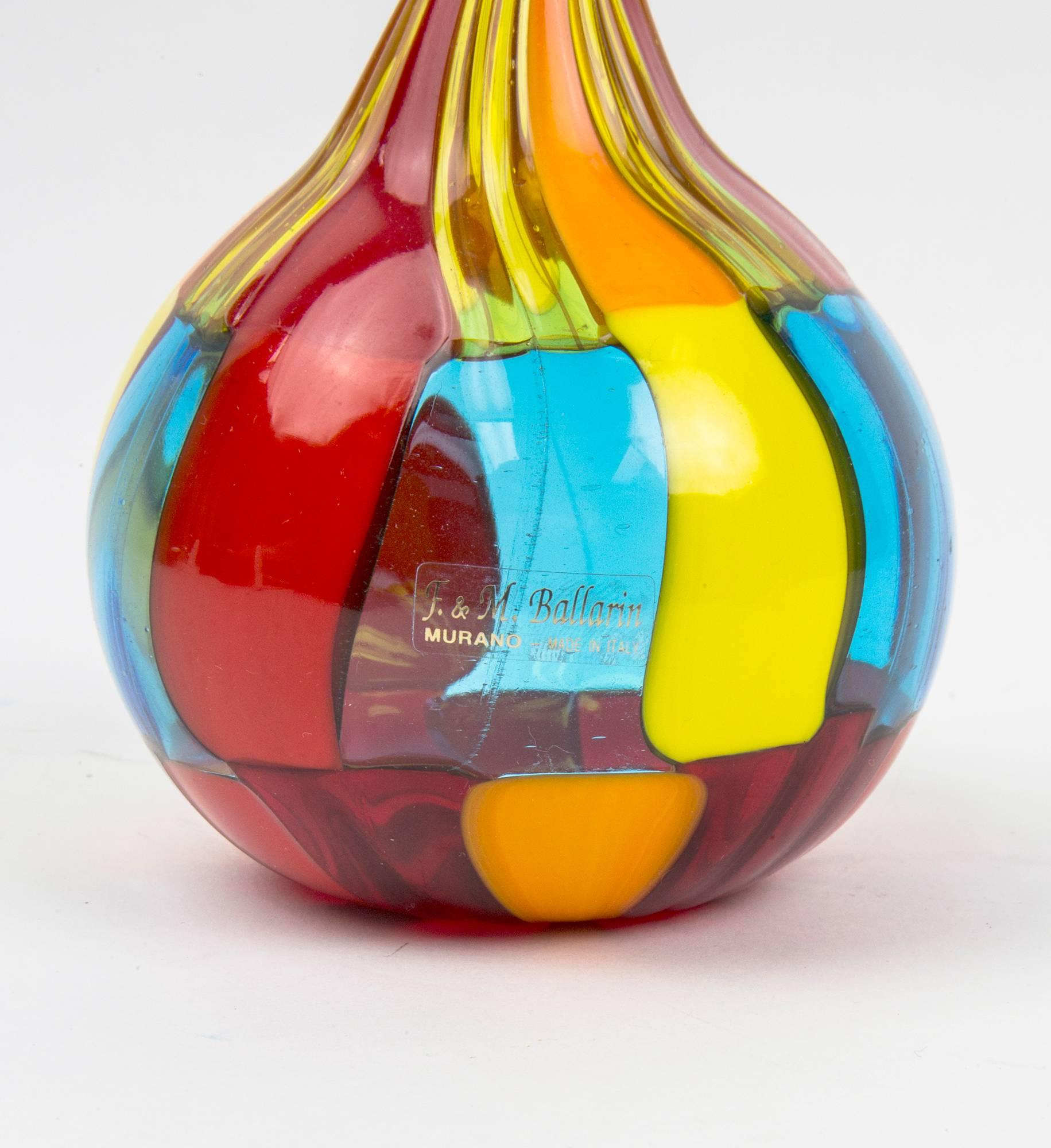 Italian Murano Pezzato Signed Art Glass Decanter Vase Ballarin Venini F Bianconi
