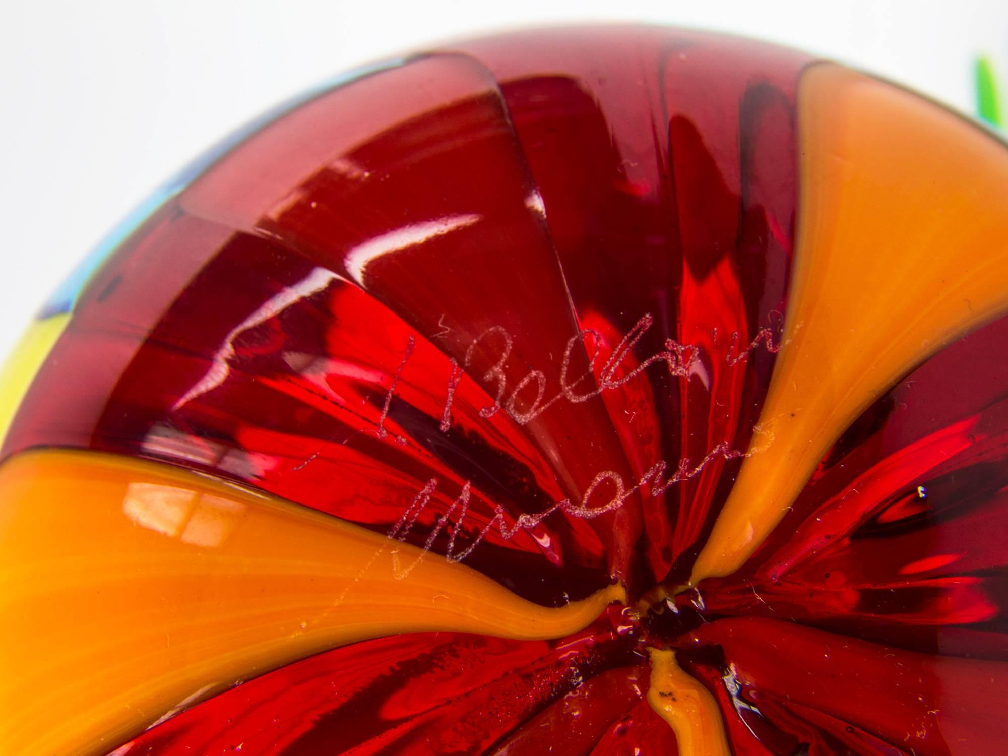 Late 20th Century Murano Pezzato Signed Art Glass Decanter Vase Ballarin Venini F Bianconi