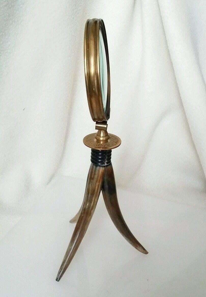 Distinctive Brass Magnifier on Tripod Horn Legs 1