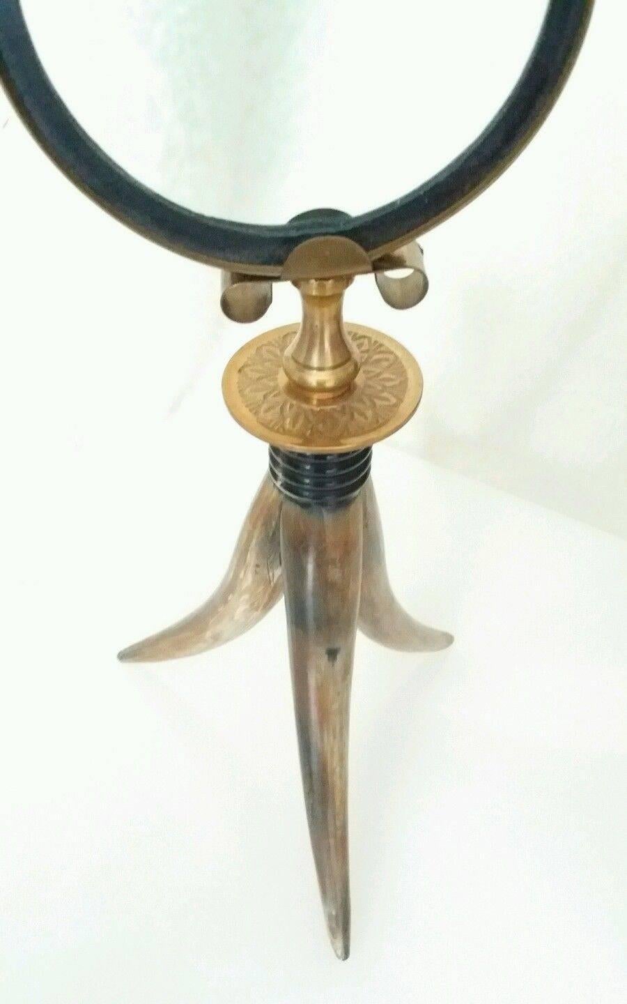 Distinctive Brass Magnifier on Tripod Horn Legs 3