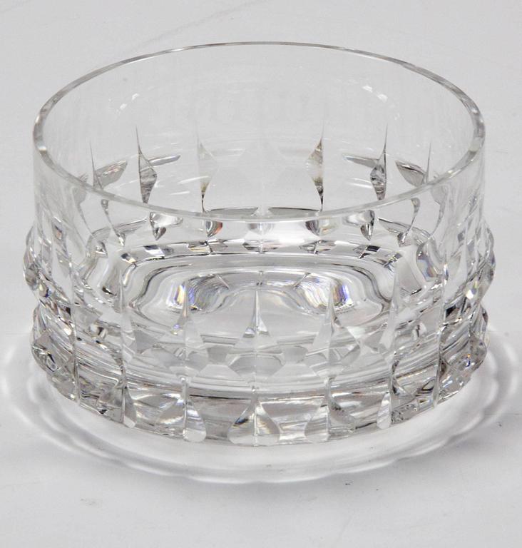 Rosenthal Holdfast Cut Crystal Serving Bowl and Six Matching Dessert