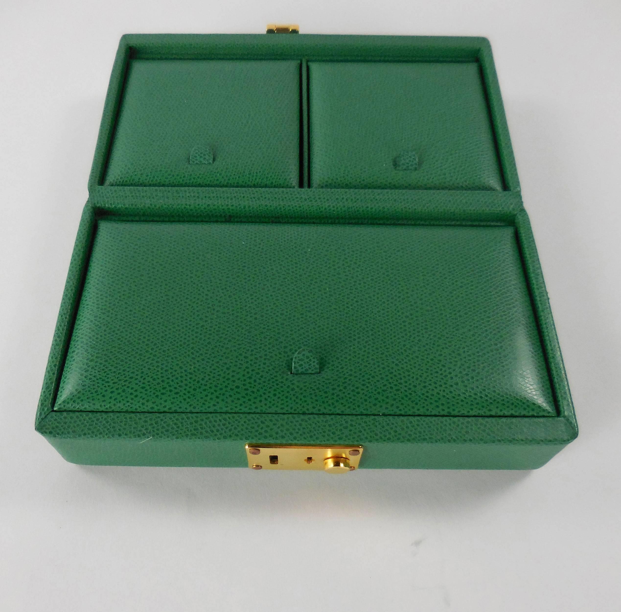 Modern Tanner Krolle Green Leather Jewelry Box London, England