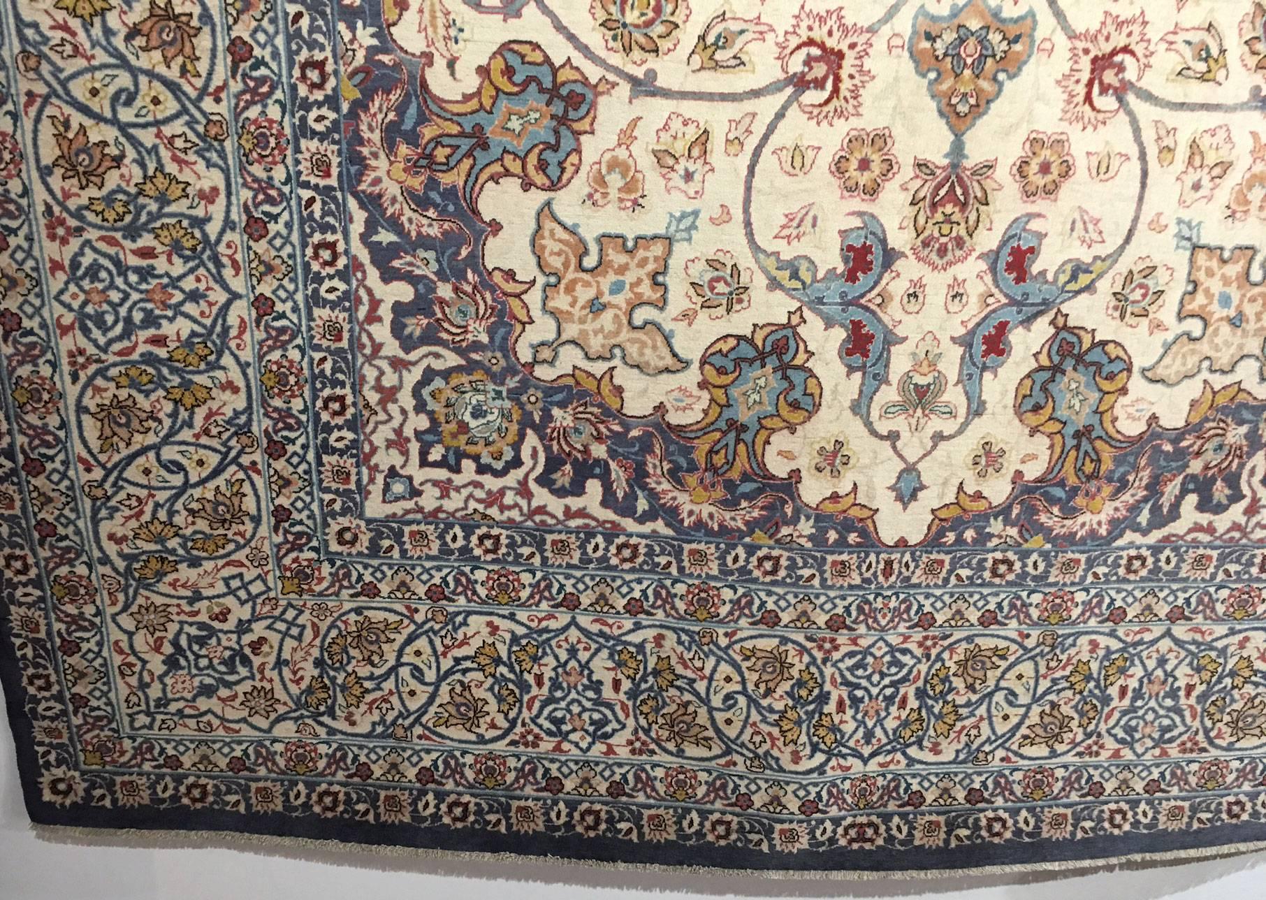 Fine Persian Isfahan Kork Wool Silk Rug Carpet 1