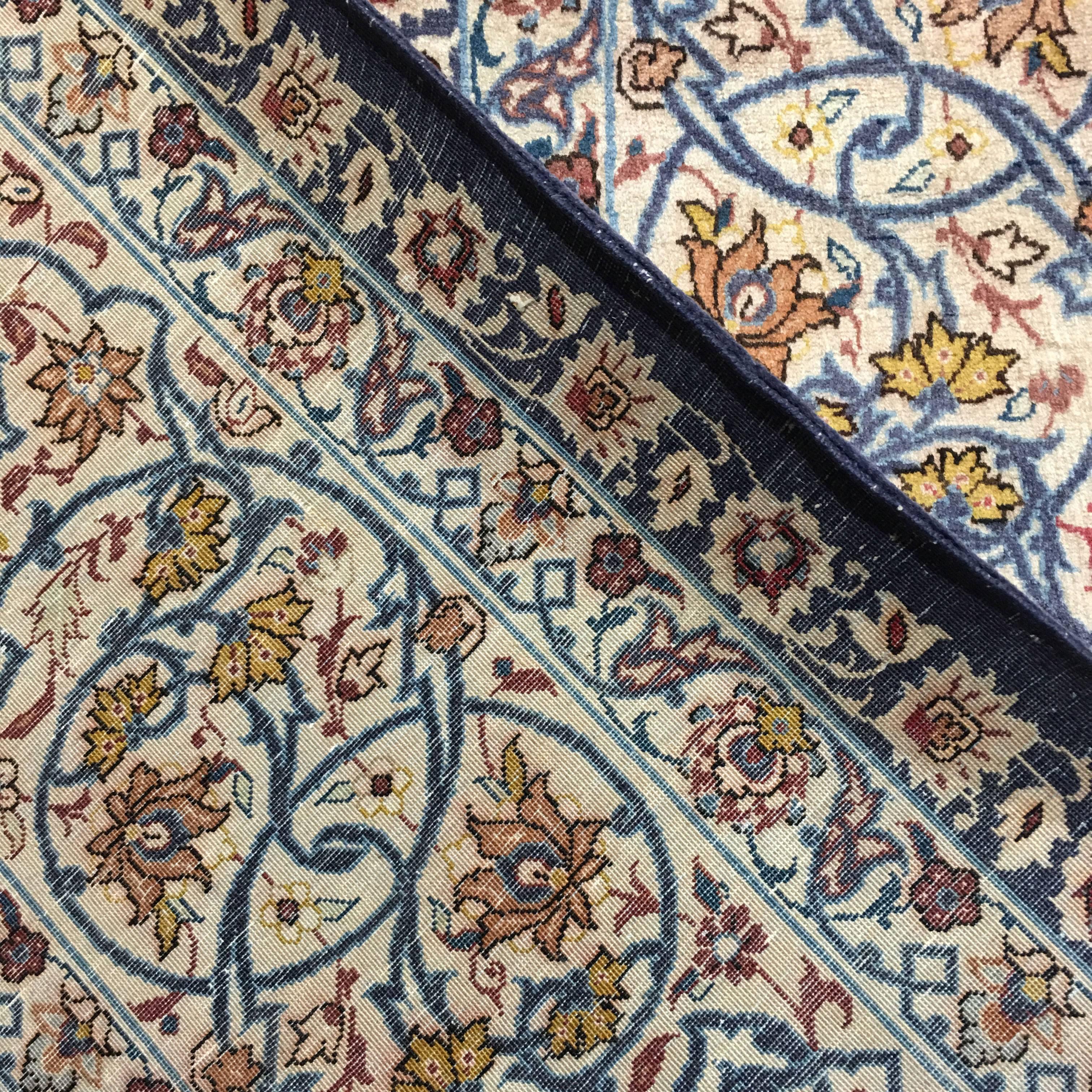 Fine Persian Isfahan Kork Wool Silk Rug Carpet 2