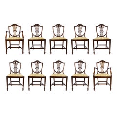 Set of Ten Hepplewhite Style Dining Chairs