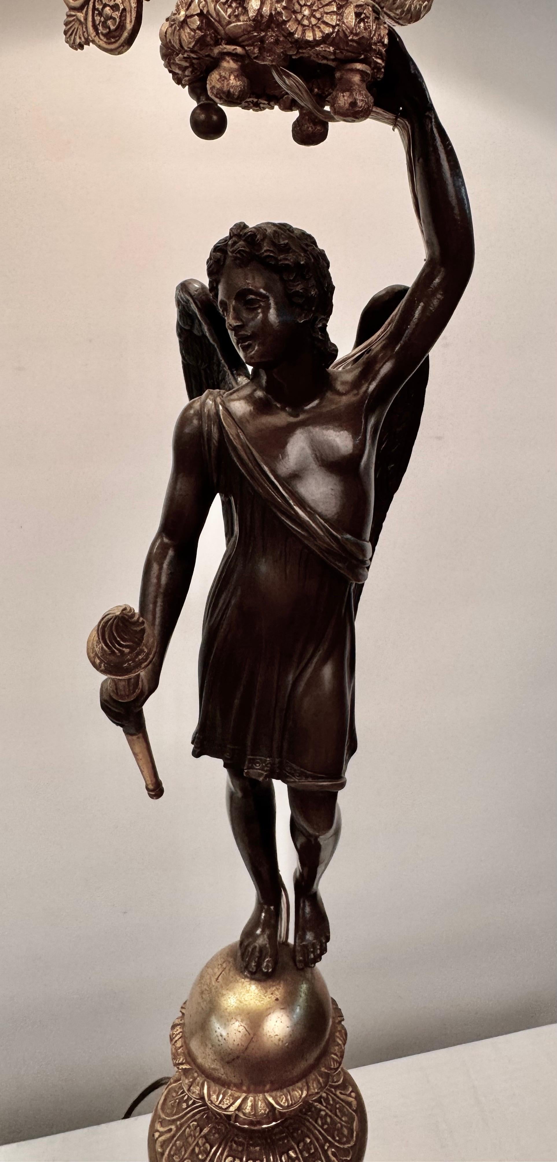 Pair of Empire Period 5 light  Figural Bronze Candelabra For Sale 3