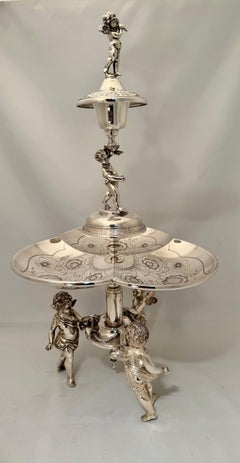 Victorian Silver Plated Centerpiece, Cherub Design, 1890, USA