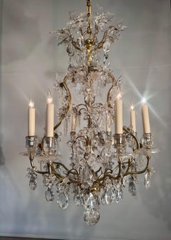Louis XV Style Rock Crystal and Gilt Bronze Chandelier in Maison Baguès Style