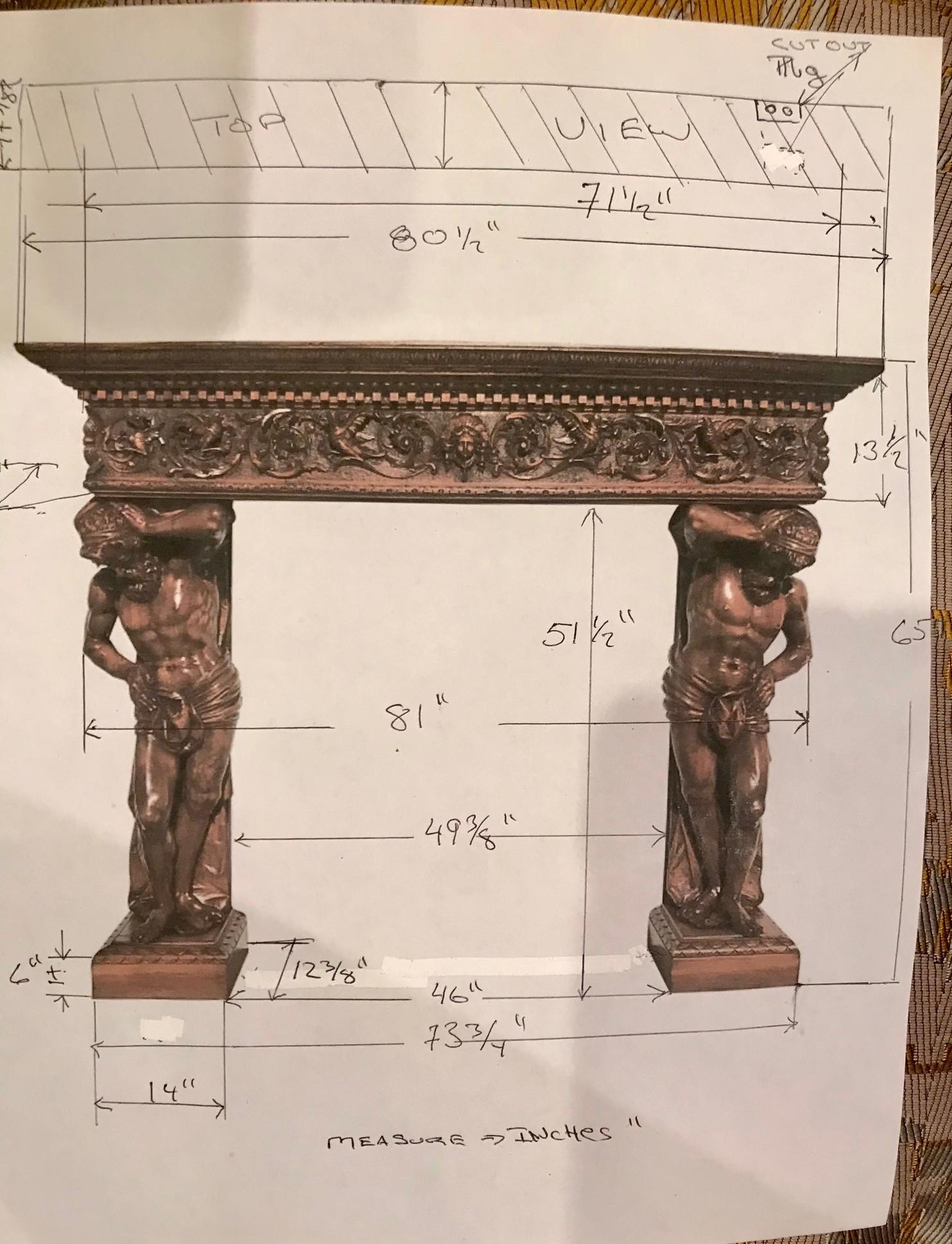 Italian Neo-Renaissance Walnut Fireplace Mantel, Attributed to Valentino Besarel For Sale 4