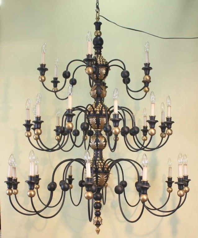 Quebec 18th Century Style Three-Tier Chandelier of Substantial Proportions In Good Condition For Sale In Montreal, QC