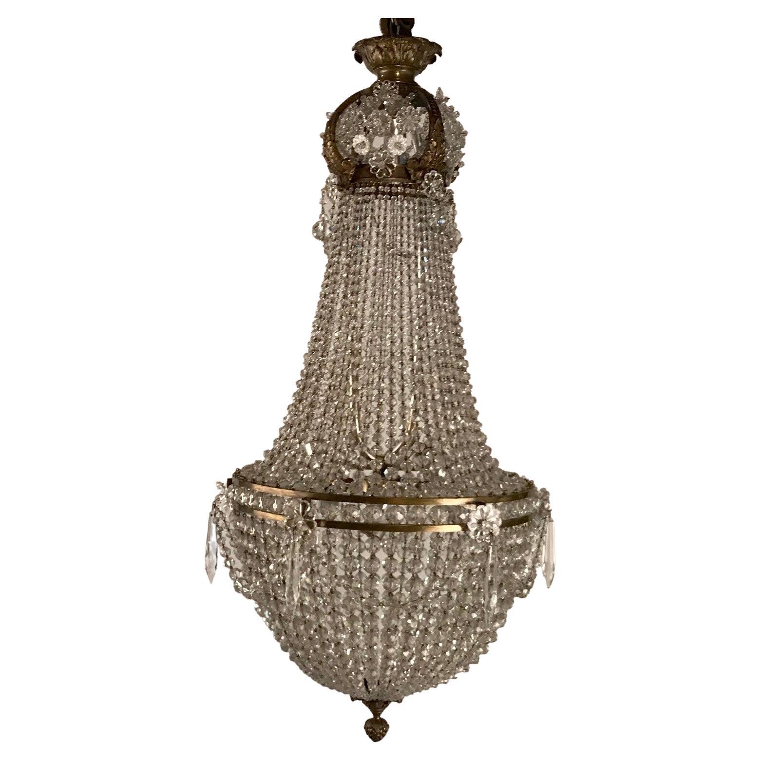 Antique French Louis XVI Basket-Shaped Chandelier For Sale
