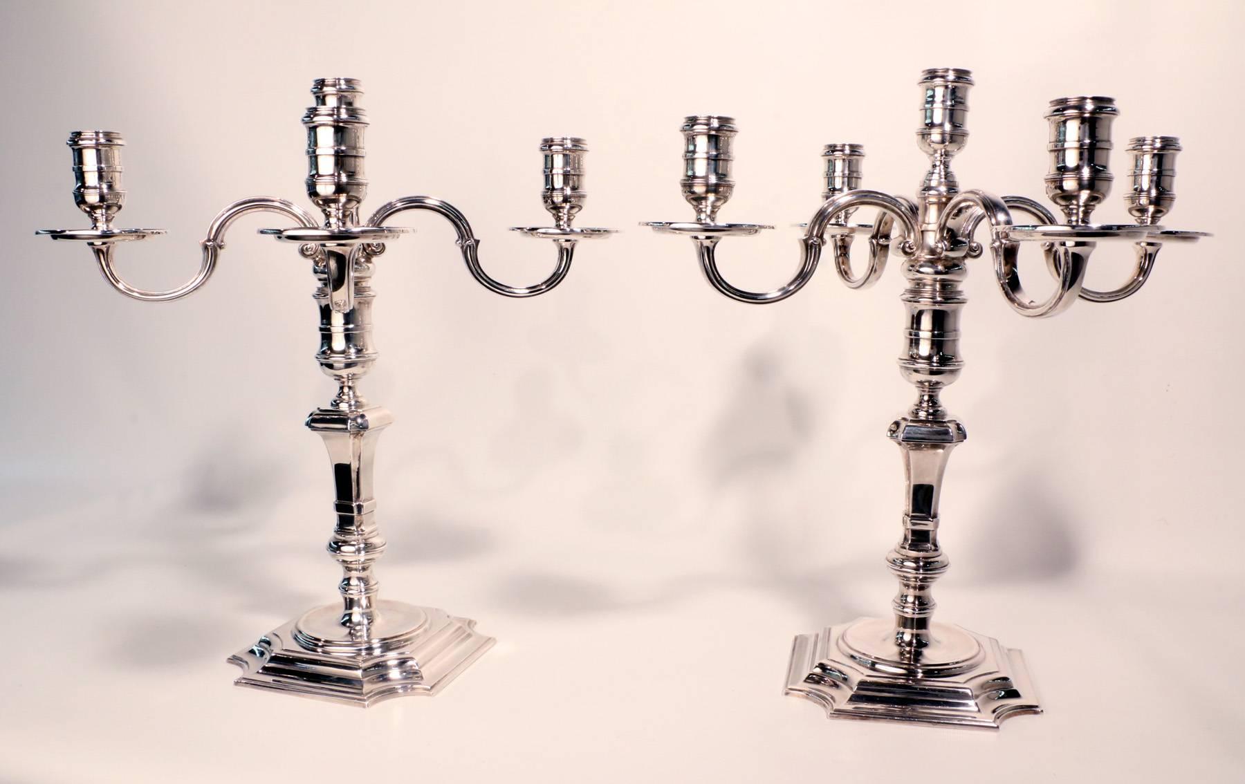 Metalwork A Superb suite of George II style  Hall Marked  Silver Candlesticks