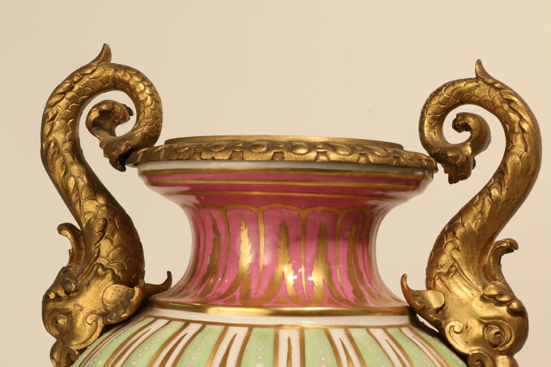 French Pair of Sevres Style Urns