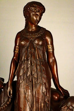 Henri Etienne Dumaige 1830-1888 Cleopatra before Caesar, bronze