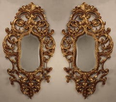 Pair of Italian  Giltwood Rococo  Mirrors