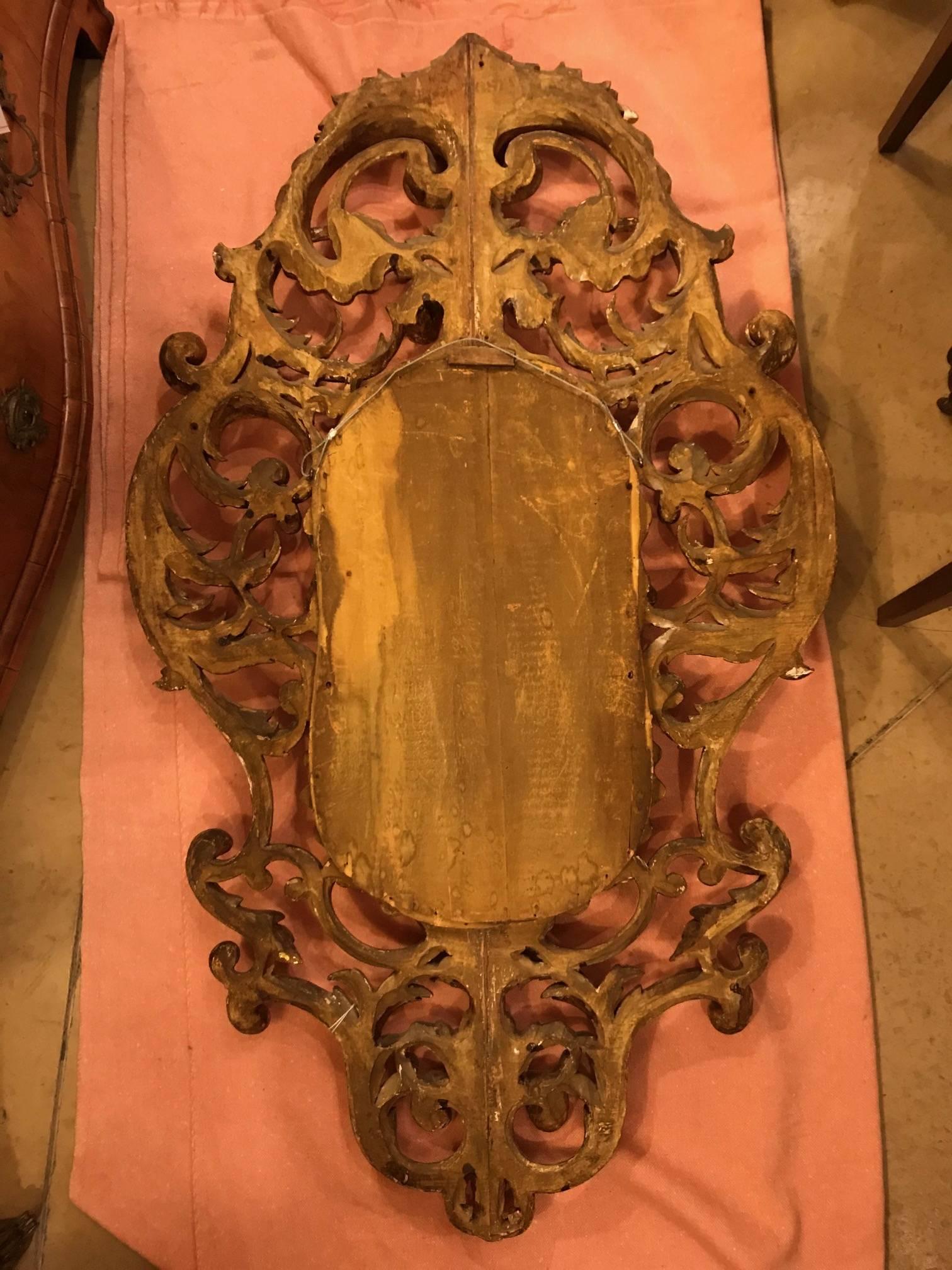 Pair of Italian  Giltwood Rococo  Mirrors For Sale 4