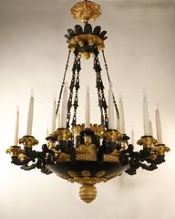 Empire Eighteen-Light Bronze and Ormolu Chandelier