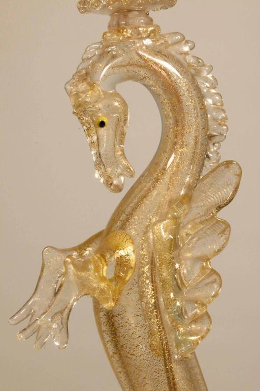 Pair of Murano Glass Seahorse Table Lamps at 1stdibs