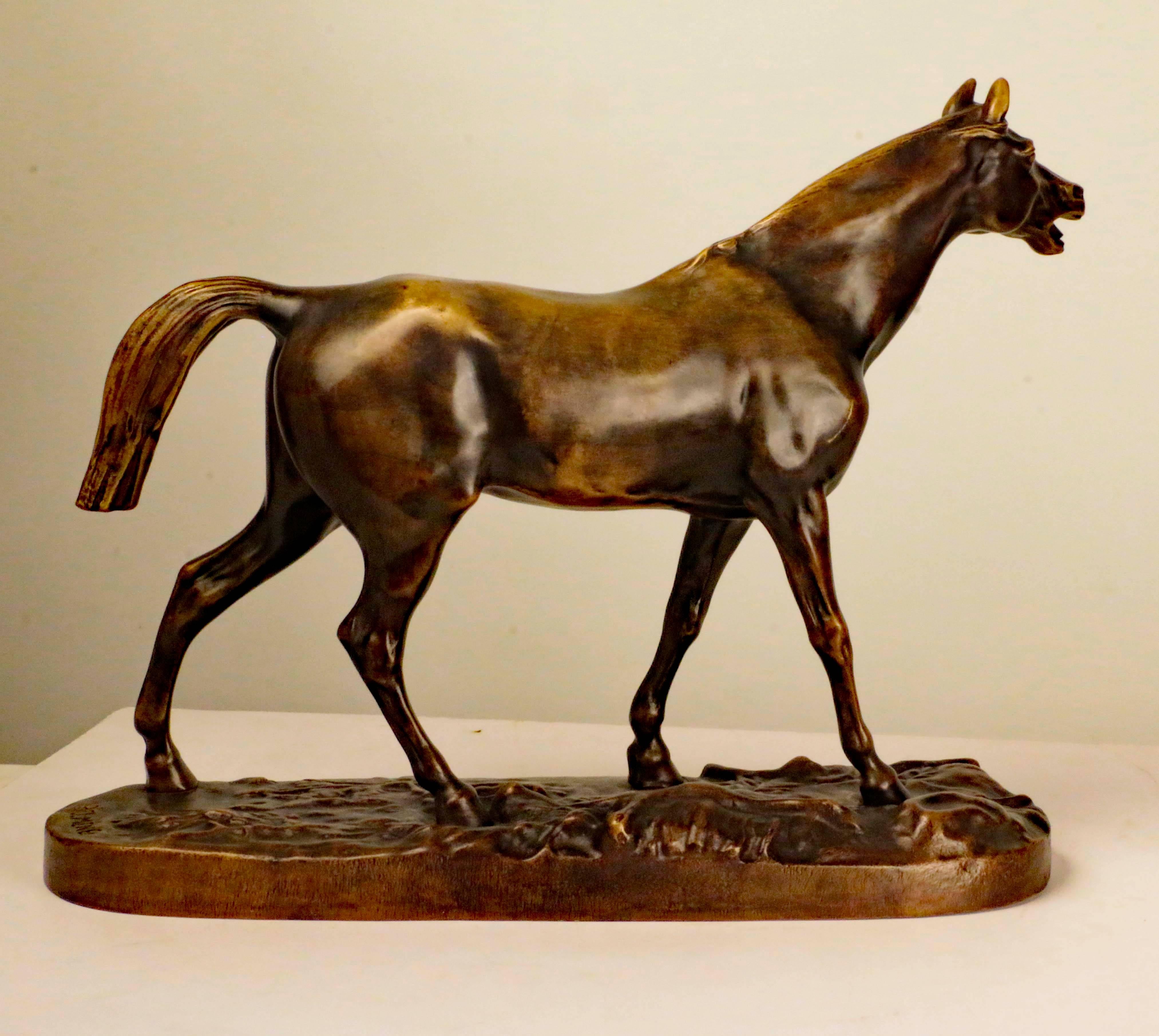 Bronze Figure of an Arab Horse Signed by Pierre Jules Mêne In Excellent Condition In Montreal, QC