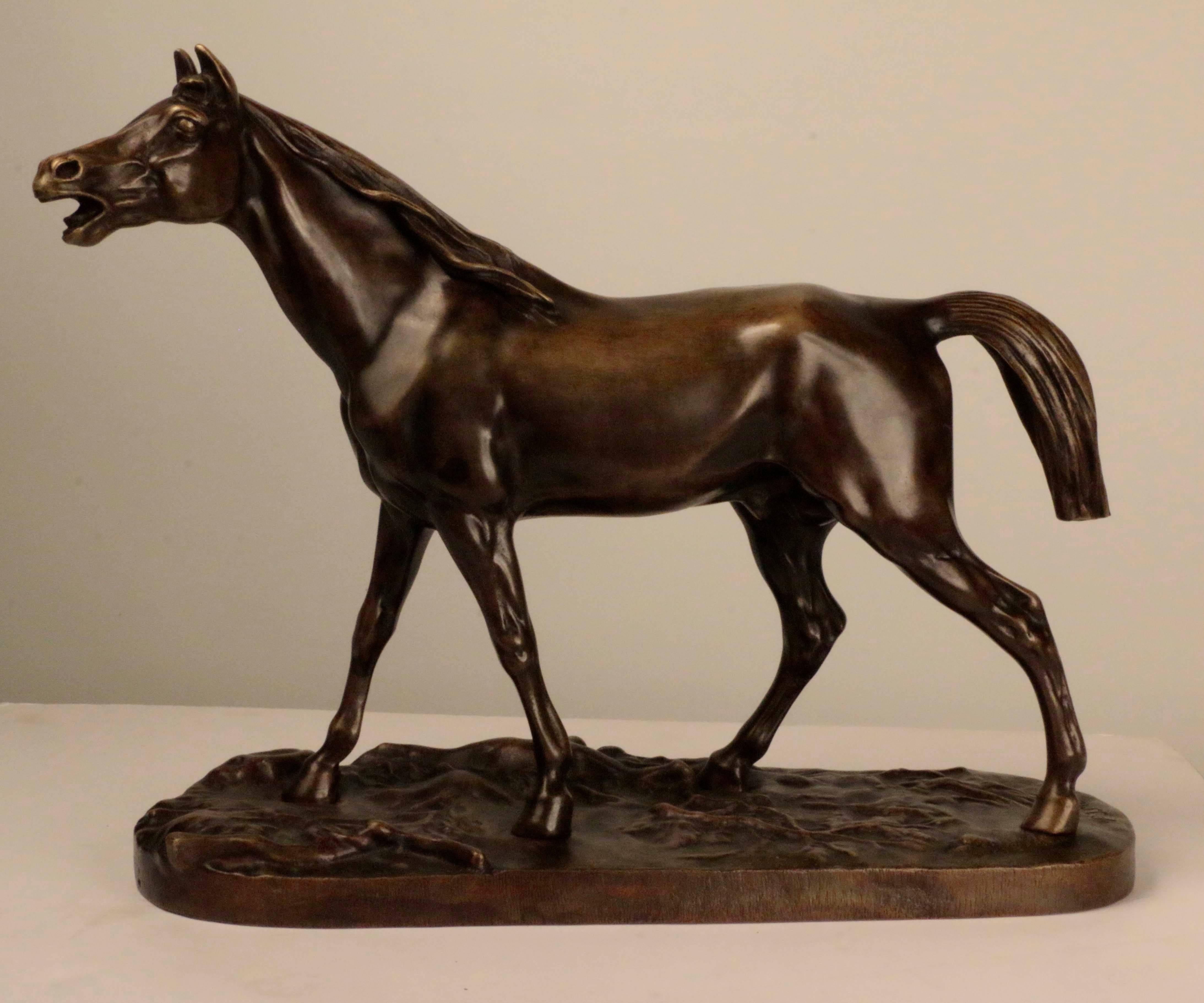 Bronze Figure of an Arab Horse Signed by Pierre Jules Mêne 1