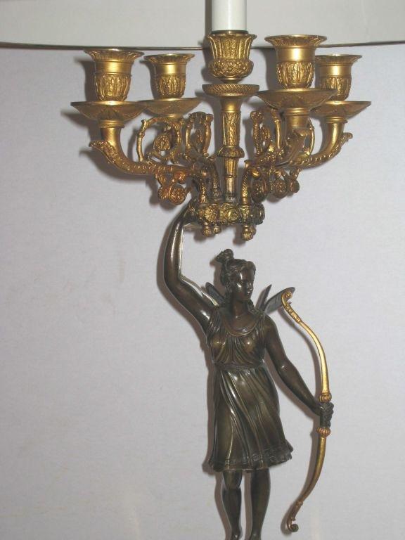 French Pair of Empire Period 5 light  Figural Bronze Candelabra For Sale