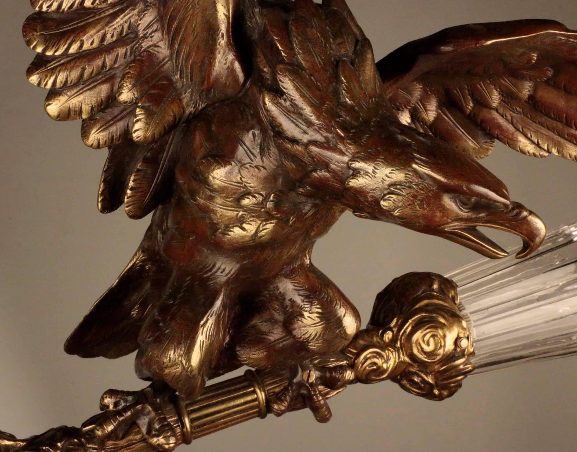 French Figural Chandelier in the Form of Eagle