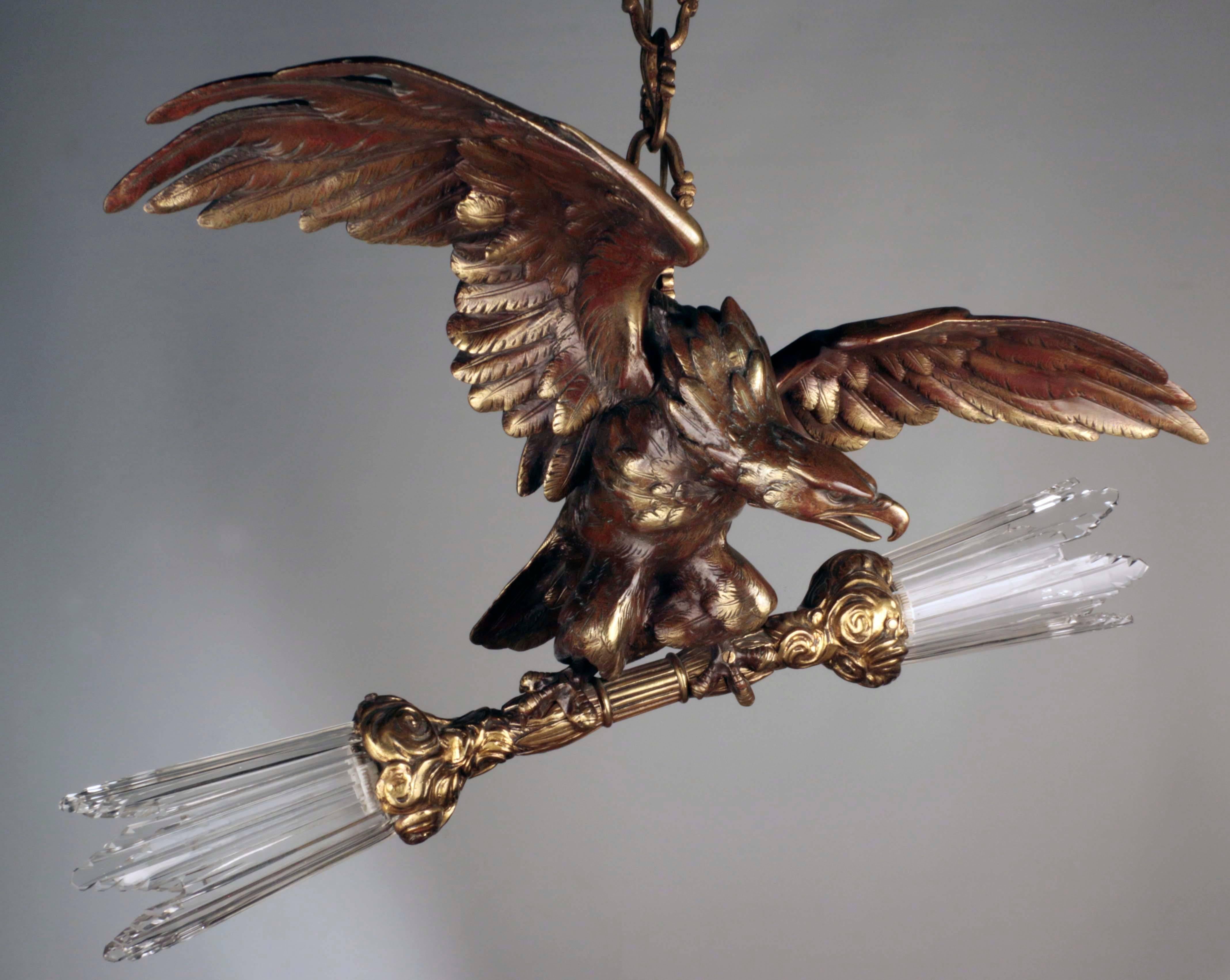 Art Deco Figural Chandelier in the Form of Eagle